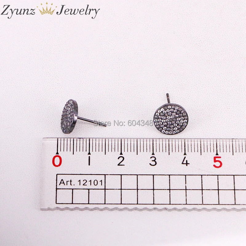 10 пар ZYZ320 6007 CZ микро серьги гвоздики круглой формы в четыре цвета для женщин