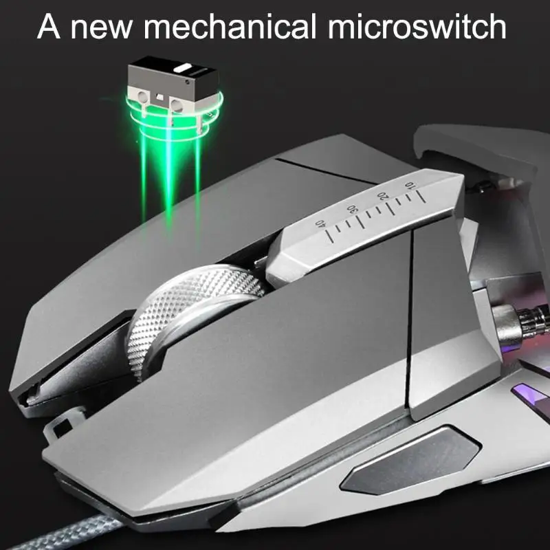 Professional LED Mouse USB Wired RGB Backlight One Key Switch 4000DPI Adjustable 9 Buttons Gaming Mice For Pro Gamer | Компьютеры и