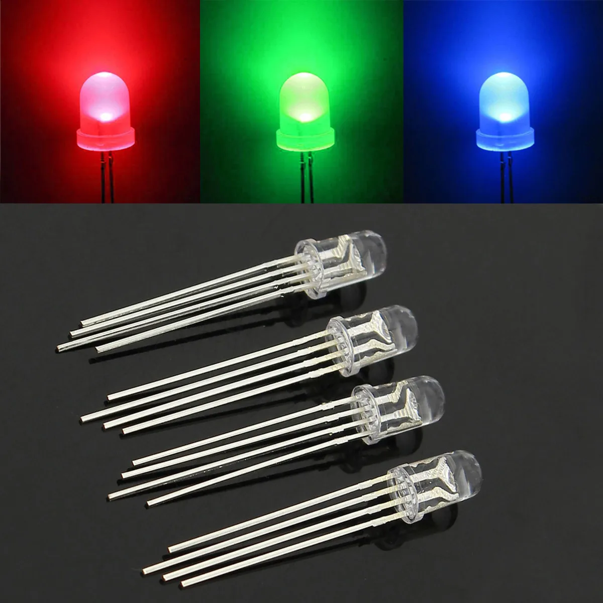 CLAITE 50 шт. LED RGB общий катод 4 контактный F5 5 мм супер яркая лампа ассортимент