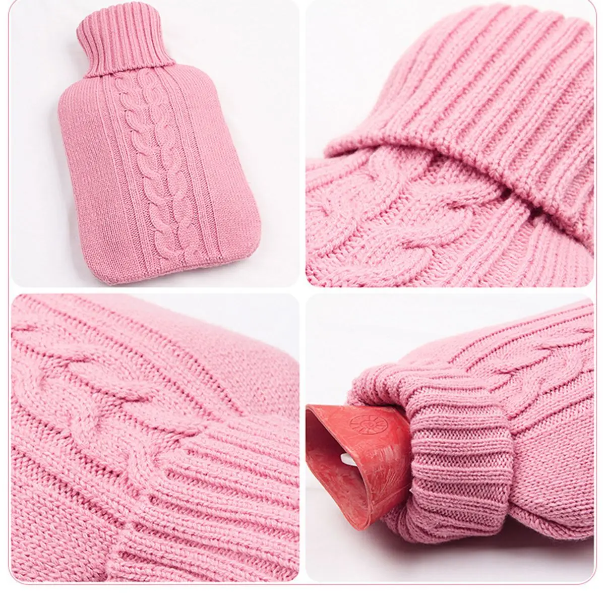 2L Premium Soft Knitted Cover For Hot Water Bottle Bag Quick Pain Relief And Comfort (Pink / Red Black Gray) | Бытовая техника