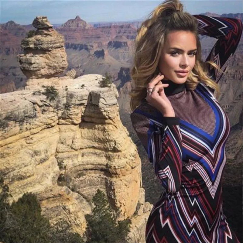 Платье с длинным рукавом Boho шифоновое пляжное мини платье в полоску принтом