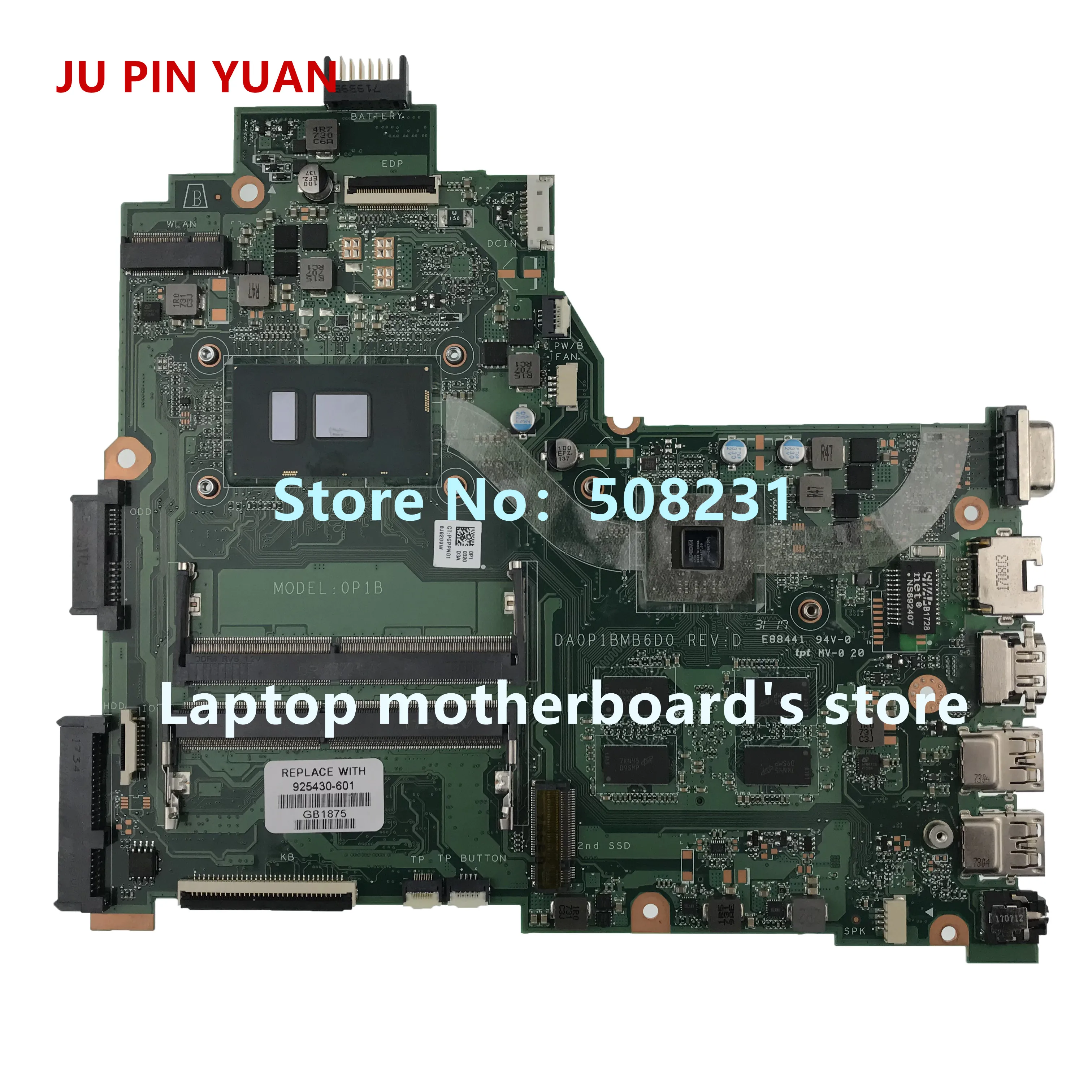 

925430-601 925430-001 для ноутбука HP 14-bs, материнская плата DA0P1BMB6D0 с 520, 4 Гб памяти, 100% полностью протестирована
