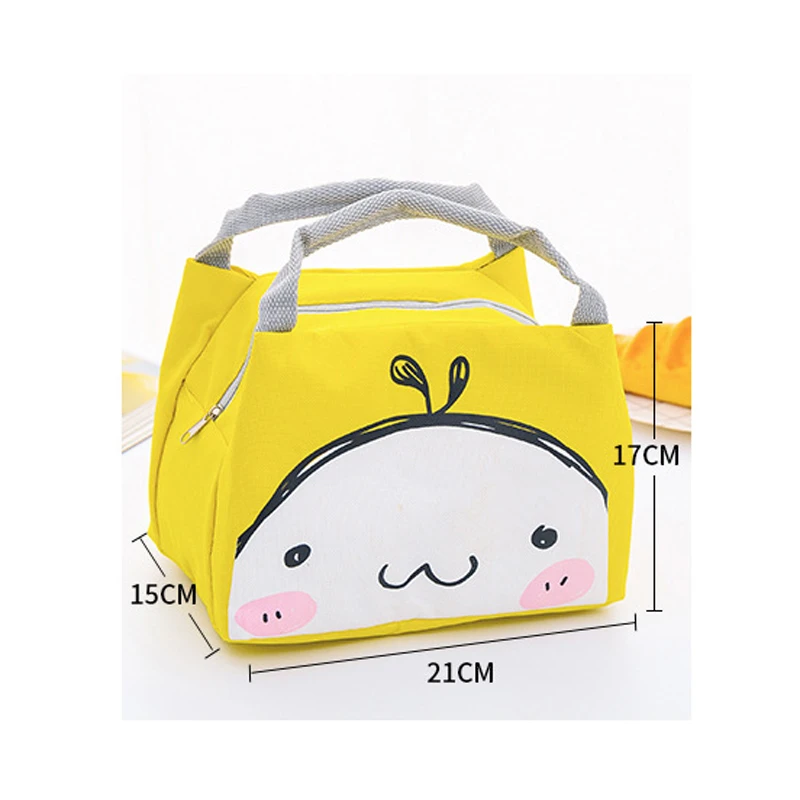 

BalleenShiny Oxford Cute Animal Bento Box Storage Box Thermal Lunch Box Organizer Snack Fruit Office Picnic Outdoor Hang Bag