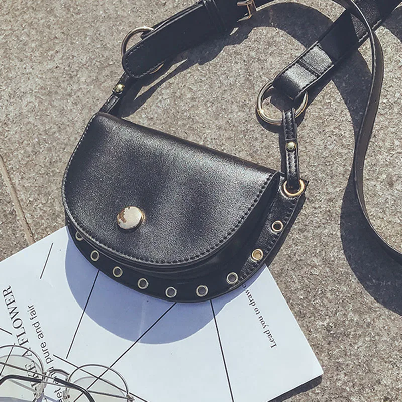 Fashion Women Waist Packs Soft Leather Fanny Bag Pack Summer Girl Rivet Belt Bags High Quality Female Shoulder Bag(Black) | Багаж и сумки