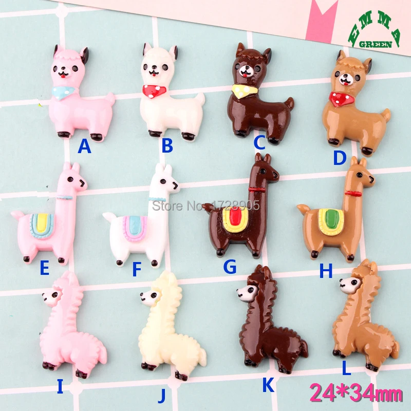 

Resin Alpaca Charm Crafts Flat back Cabochon for Scrapbooking Diy Accessories Animal 10 pcs 34 mm big Christmas Decoration