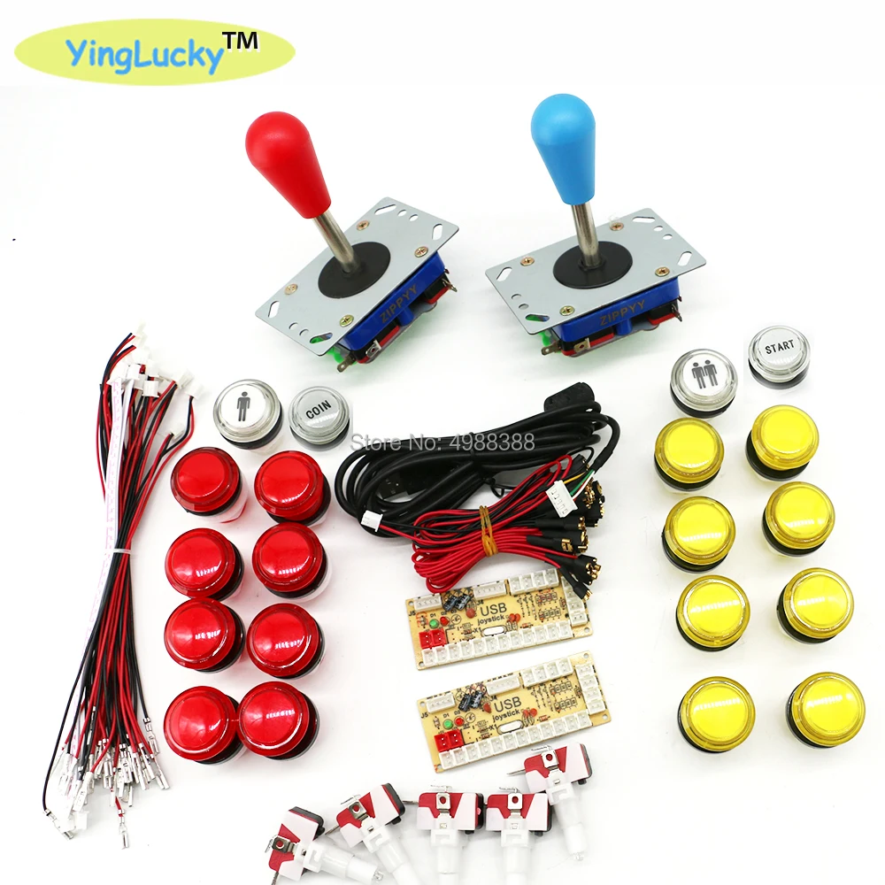 Zero Delay Arcade DIY kit для 5 в led кнопочный ZIPPY джойстик 1 и 2 игрока кнопка запуска монет USB