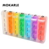 28 grid spring pill box 7 day weekly pillbox plastic storage container medicine box storage of tablets colorful pill dispenser