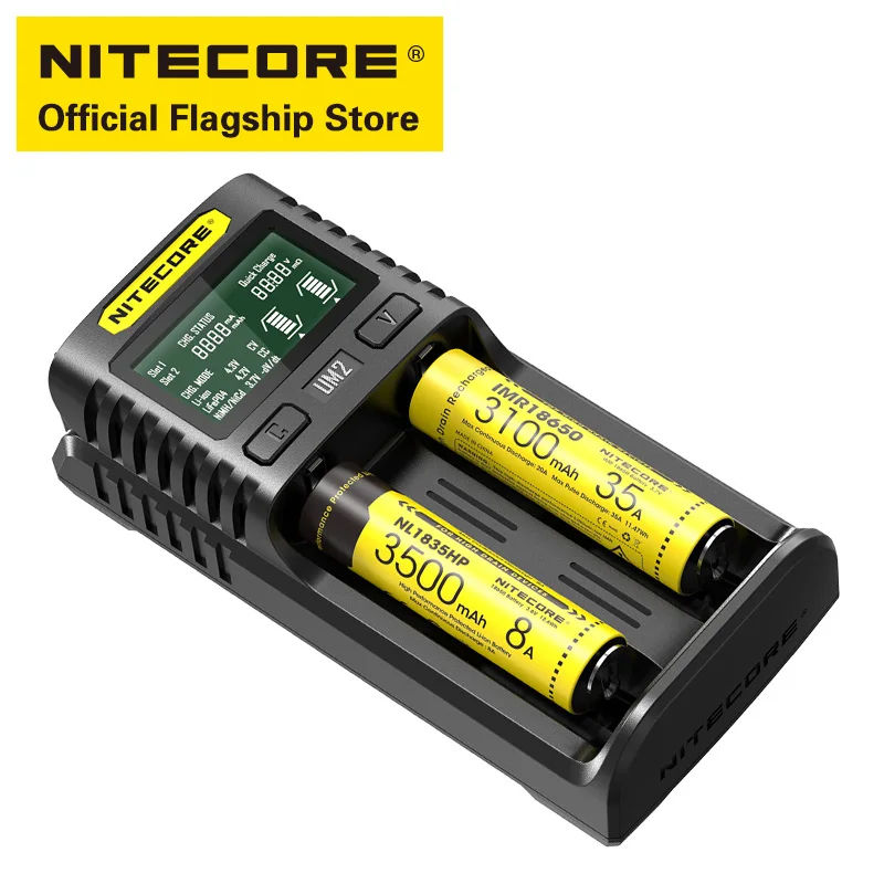 Интеллектуальный ЖК дисплей NITECORE UM2 с двумя слотами автоматически активирует и