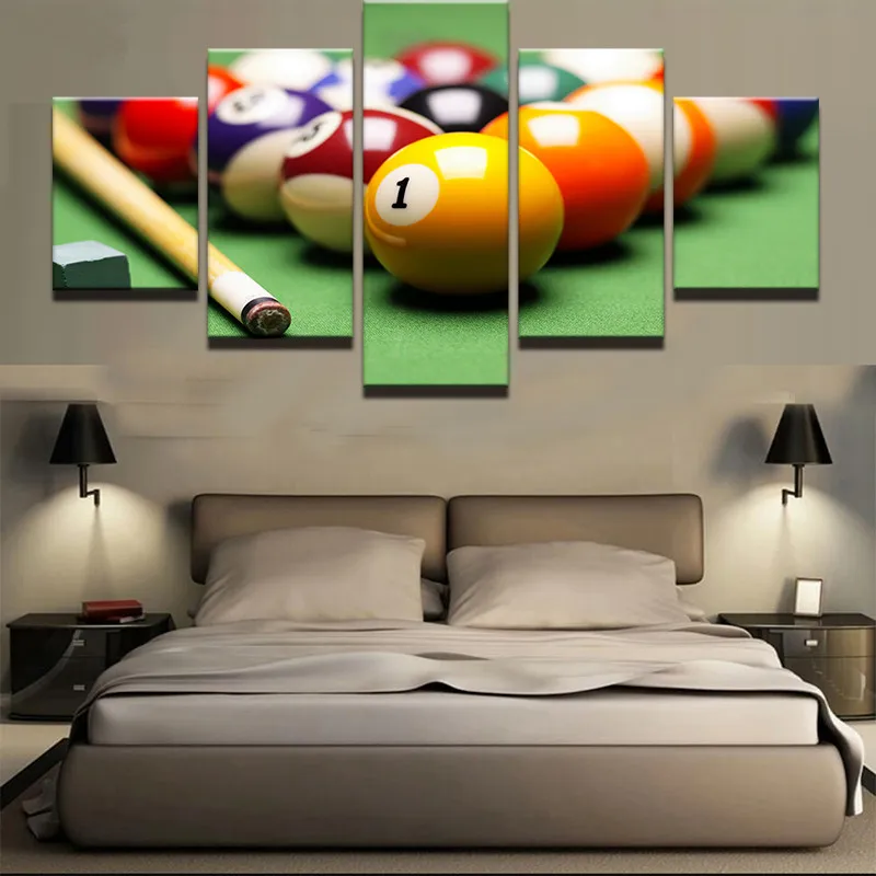 

5 Panel Color Billiards Canvas Painting Home Decor For Living Room Printed Poster Modern Wall Art Decoration Pictures Artwork