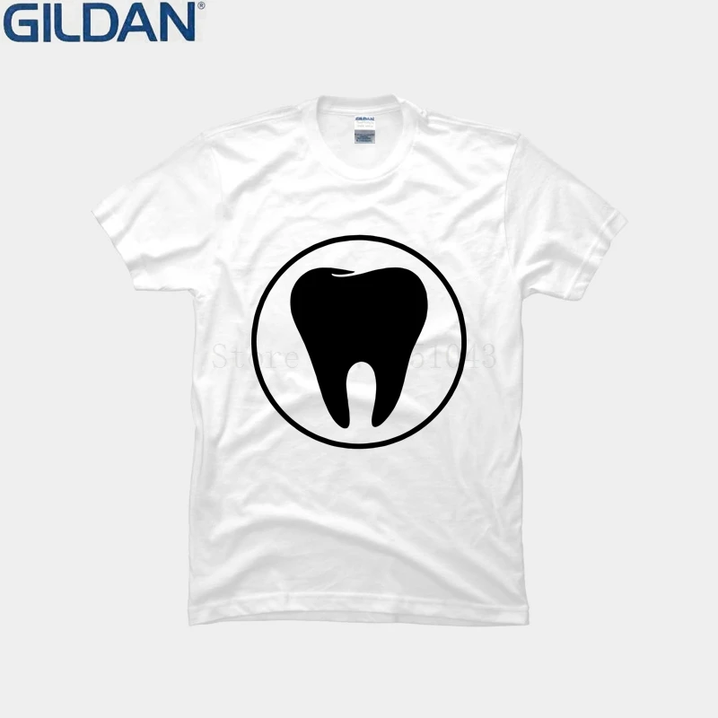 Милый зуб Круг Футболка Человек Круглый воротник наряд Прохладный Awesome Camisetas
