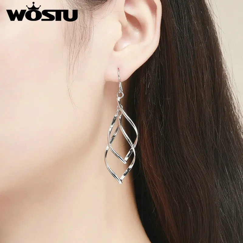 Женские Висячие серьги WOSTU с накладными листьями Изящные Ювелирные изделия для
