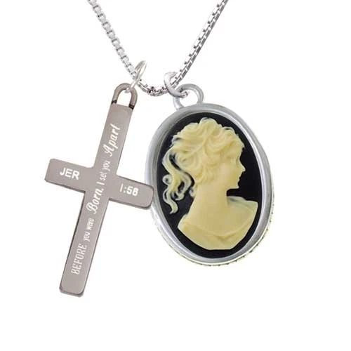 Oval - Black Cameo I Set You Apart Cross Necklace | Украшения и аксессуары