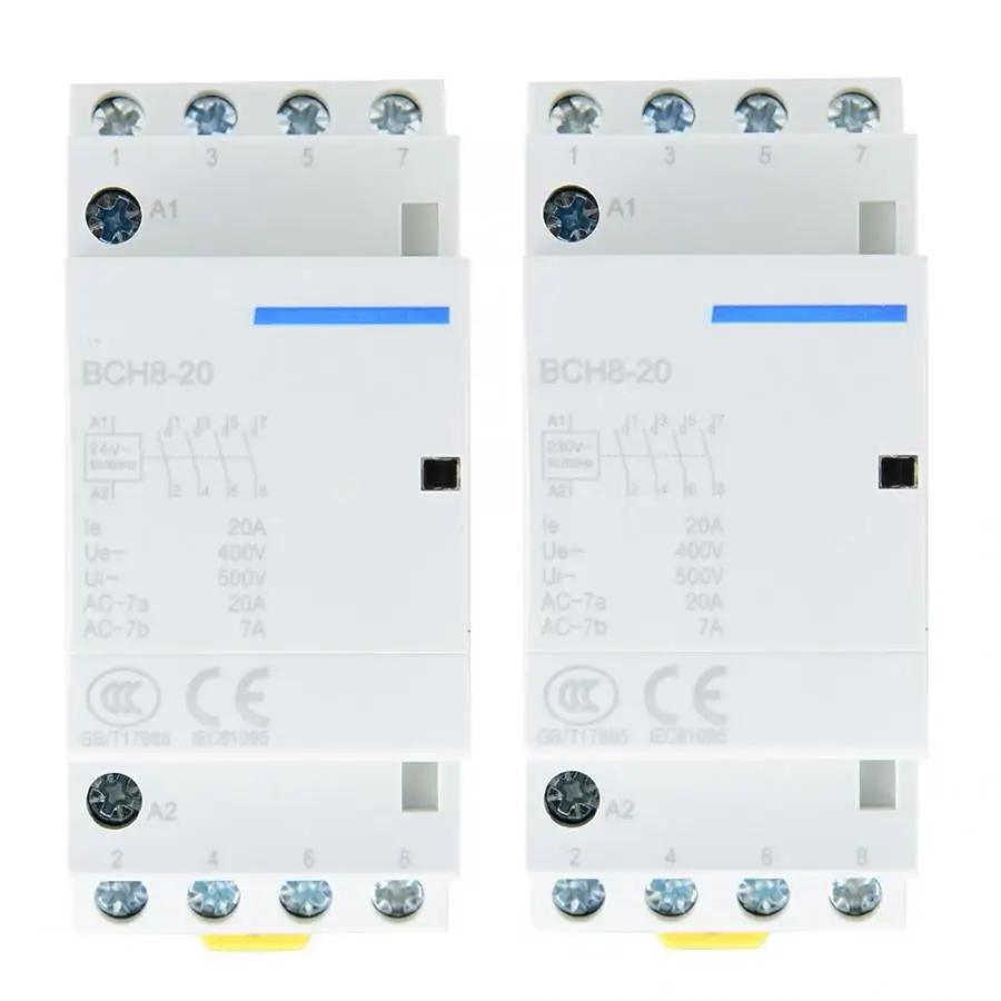 Контактор 4P 4NO 20A 24V 220 V/230 V 50/60Hz AC контактор для дома на din рейке магнитный