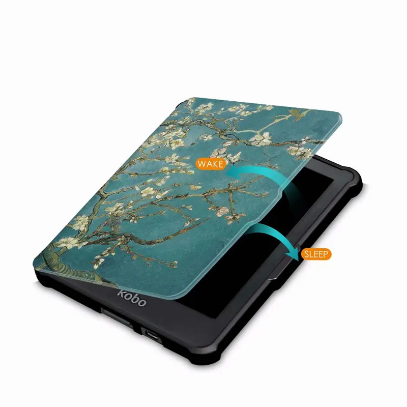 Ультратонкий чехол из искусственной кожи с принтом для нового Kobo Clara HD 6 дюймов