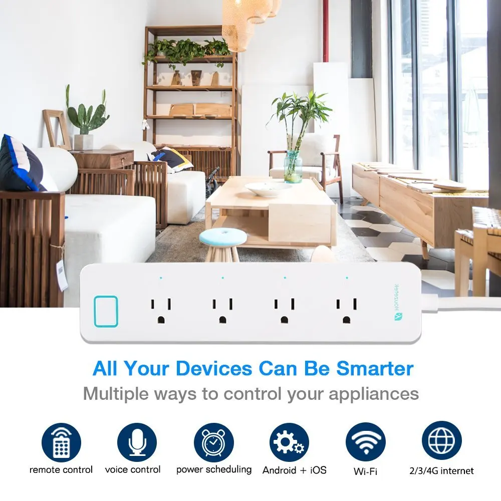 MXQ WiFi умная розетка домашняя полоса питания с 4 выходами работает Alexa пультом