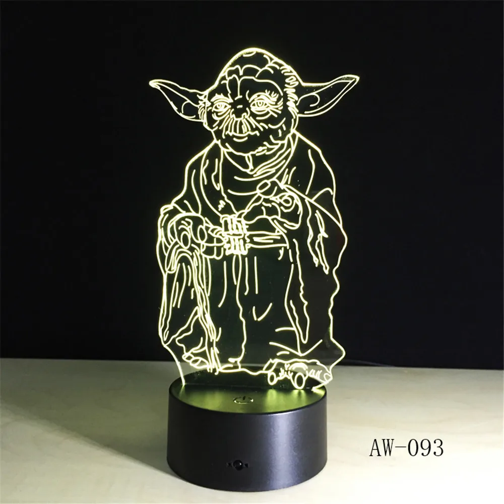 Звездная война Master YODA 3D светодиодный светильник ночник разноцветная RGB лампа