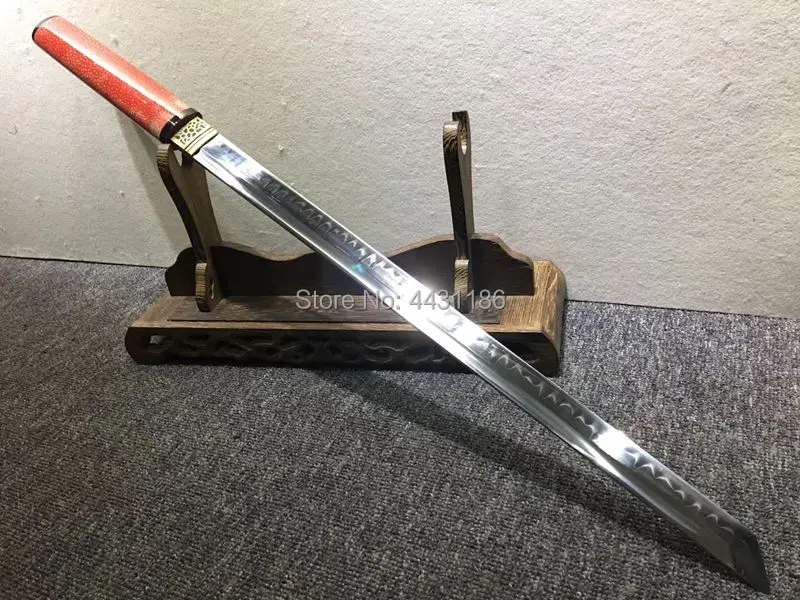 Редкий красный жемчуг рыбья кожа Saya Япония Wakizashi прямой нож T10 стальная глина