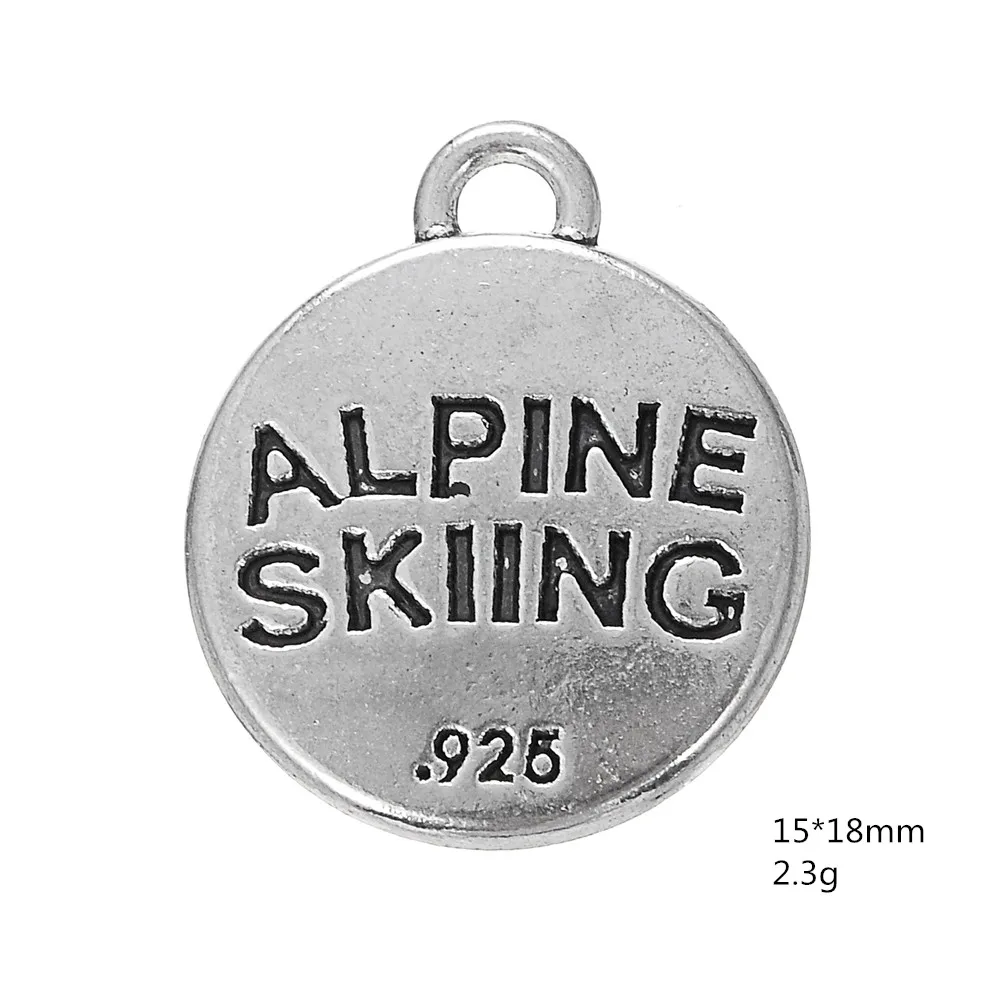 LIKGREAT антикварный серебряный кулон для катания на лыжах с надписью резной Шарм