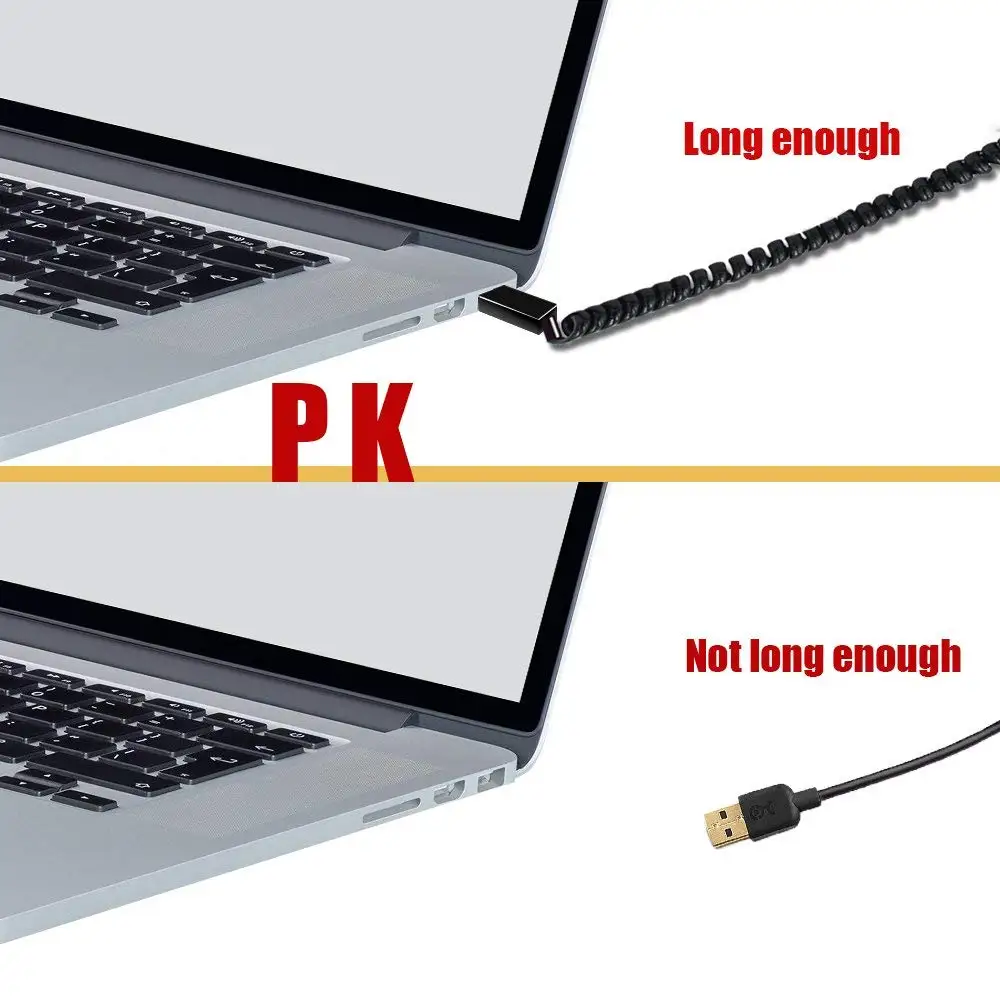 Спиральный кабель адаптера USB A male to female 1 м 3 фута|Кабели передачи данных| |