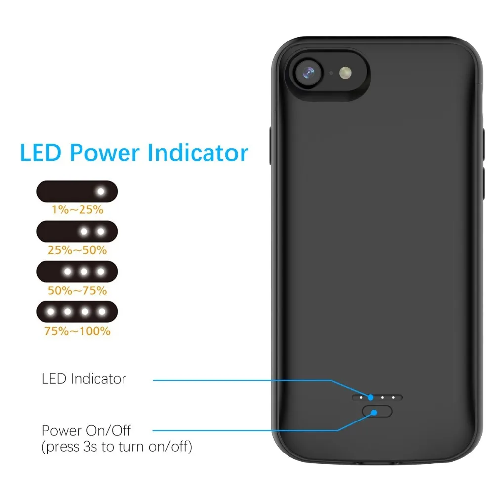 Чехол-зарядка Leioua для Iphone 5 7 8 X Xs Max Xr 4000 мАч чехол с внешним аккумулятором 6 |