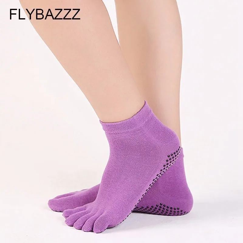 Professional Yoga Socks Women Anti-slip Five Finger Toe Meia Pilates Massage Sokken Athletic Sport Woman With Gloves | Спорт и