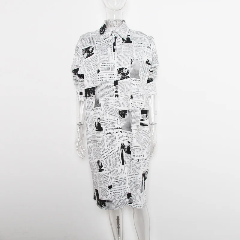 Lsysag для женщин топы корректирующие мужские Поло рубашка воротник Vestidos газета