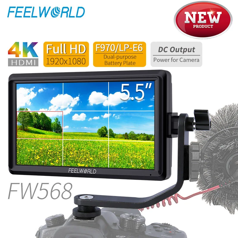 Feelworld FW568 5 дюймов 4 К HDMI DSLR на Камера поле монитор Full HD ips 1920x1080 ЖК дисплей Дисплей