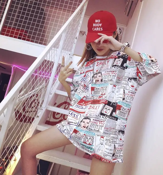 Женская футболка с коротким рукавом Harajuku Повседневная Свободная красная