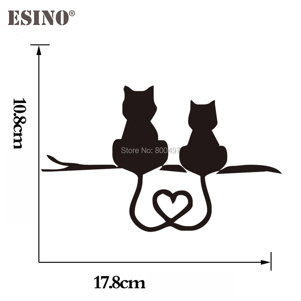 

10 x New Design Lovely Cat Heart Reflective Creative Auto Decal Cartoon Car Sticker Bumper Body Decal Creative Pattern Vinyl