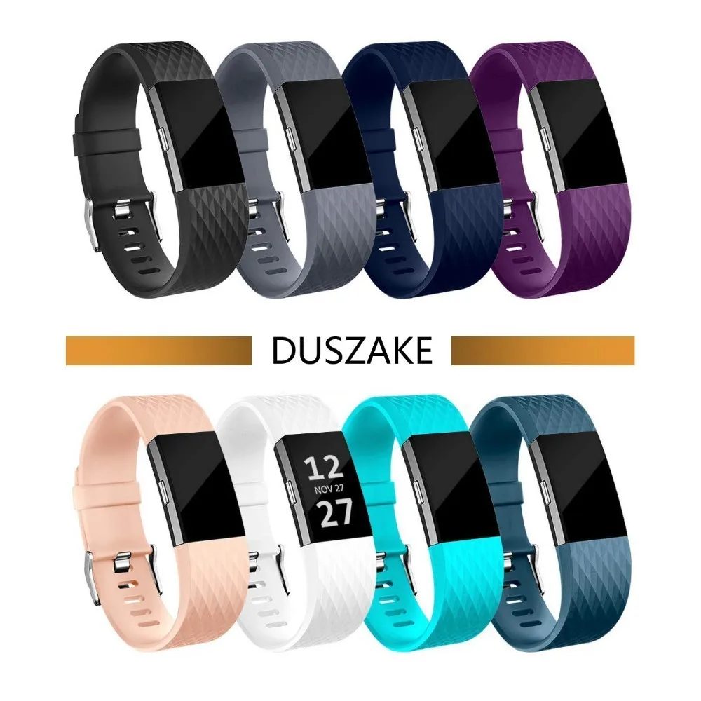 DUSZAKE силиконовый ремешок для браслета Fitbit Charge 2 Смарт-часы аксессуары для Fitbit Charge 2 ремешок, умный Браслет ремешок