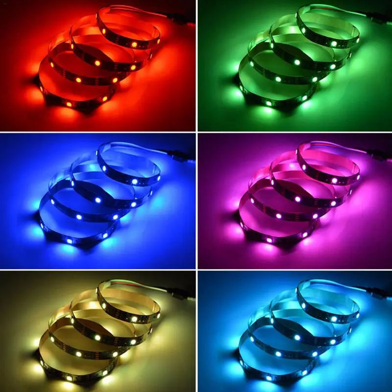 DC 5V USB Светодиодная лента 5050 водонепроницаемая RGB световая полоса Гибкая 50 см 2 м 3 4