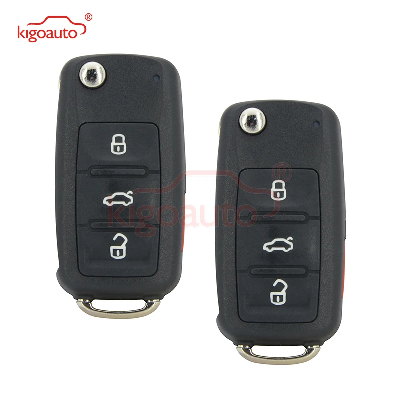 

Kigoauto 2pcs NBG010180T Flip Remote key shell 3 button with panic for VW Beetle Passat Jetta 2014 Uncut Blade Blank