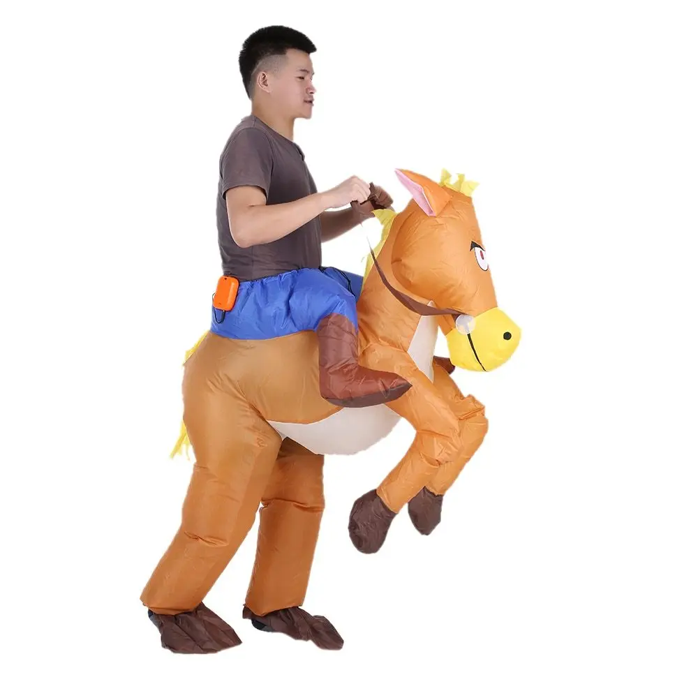 

Funny Cowboy Rider on Horse Inflatable Costume Outfit for Adult Fancy Dress Halloween Carnival Party Blow Up Inflatable Costume