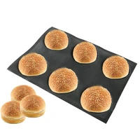 bluedrop silicone bun bread form round shape baking sheet burgers mold non stick food grade mould kitchen tool 4 inch 6 caves