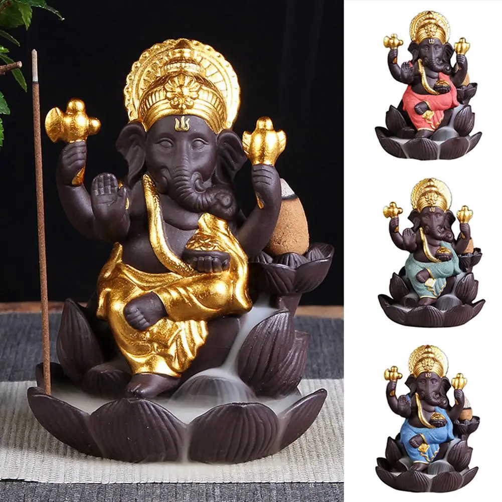 Lord Ganesha индийский слон Бог задний поток благовония горелка держатель подарок