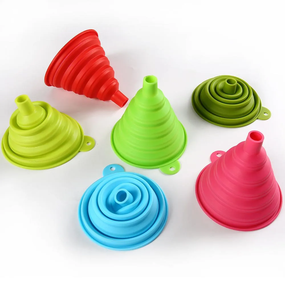 Protable Mini Silicone Foldable Funnels Collapsible Style Funnel Hopper Kitchen Cooking Tools Accessories Gadgets | Дом и сад