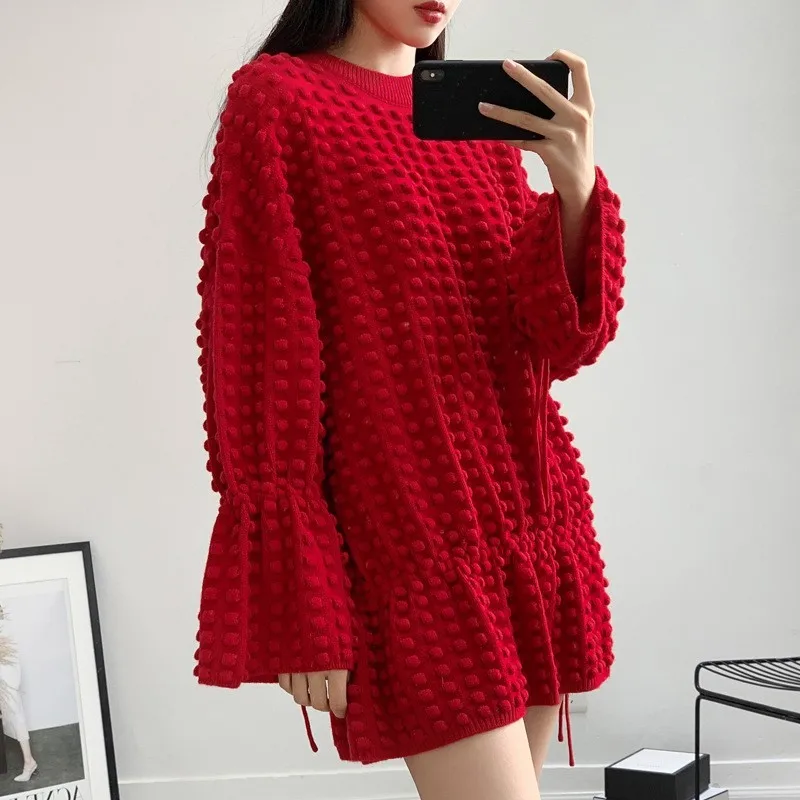 Женский трикотажный пуловер TWOTWINSTYLE весенний вязаный с расклешенными рукавами и