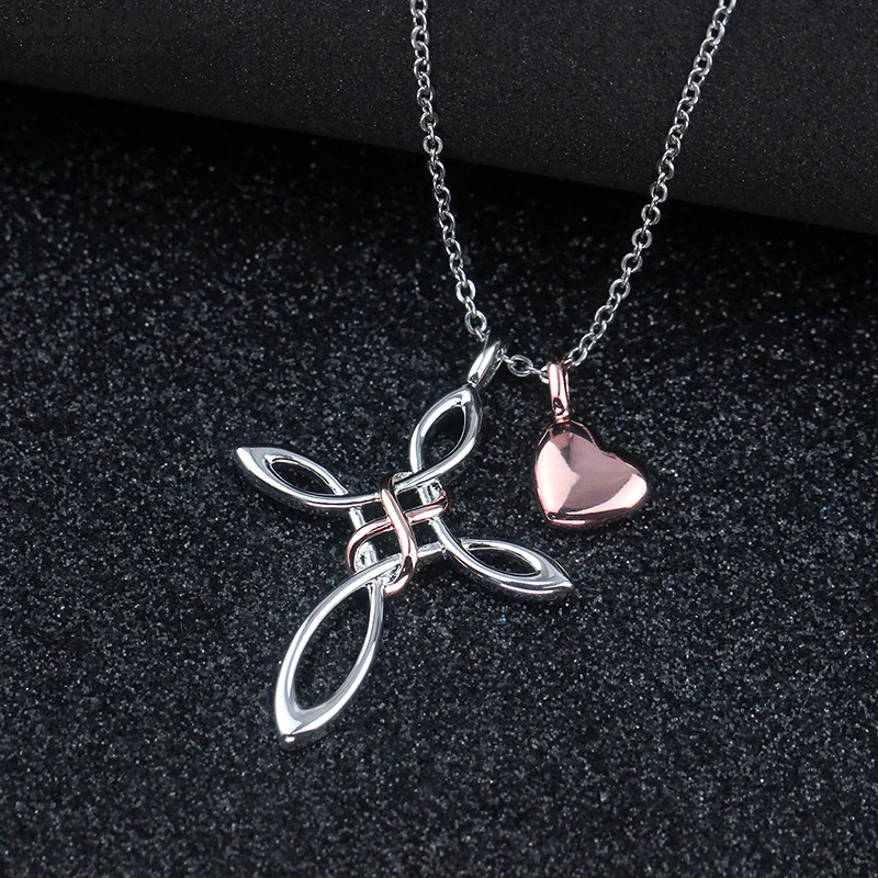 

Lucky Knot Cross Necklace Infinity Heart Love Necklace Silver Plated Jesus Christ Jewelry Women Mothers Day
