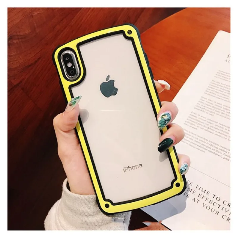 Прозрачный ударопрочный чехол для телефона iphone Xs Max Xr XS 8 7 6 Plus однотонный защитный