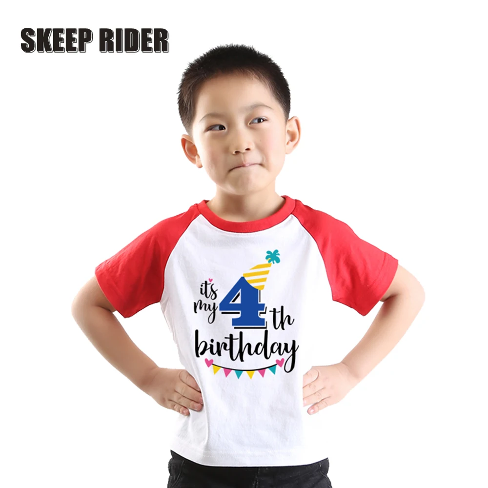 Летние красные реглан с коротким рукавом для маленьких мальчиков футболка детей