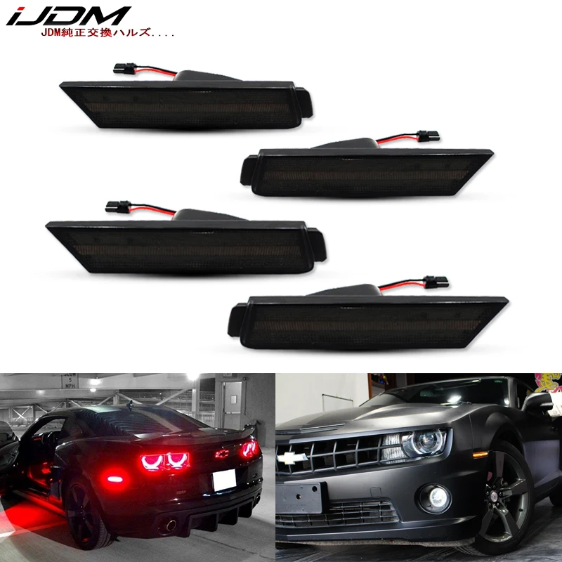 

iJDM 12V Amber/Red Full Side Marker Lights For 2010-2015 Chevy Camaro, (Front: Amber, Rear: Red) Powered by Total of 96 SMD LED