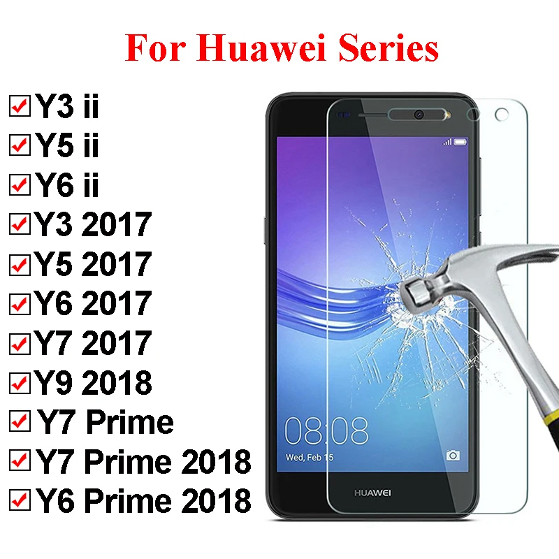 

Protective glass for huawei y6 prime 2018 y7 y3 y5 2017 screen protector for hauwei y6ii y5ii Tempered Glass for huawei Y9 2018