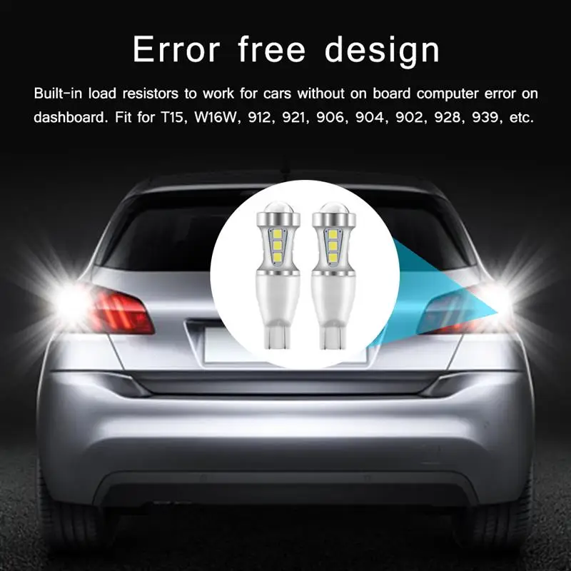 2 шт. 1000Lm SMD3030 W16W T15 светодиодные лампы Canbus OBC без ошибок резервные 921 912 для