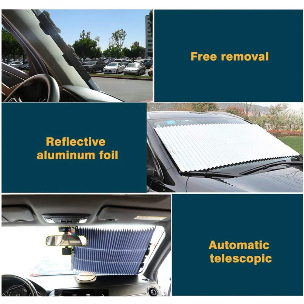 

46cm Universal Car Retractable Windshield Sunshade Auto Sun Shade Cover for Most car Trucks SUV UV Protection Front Windows