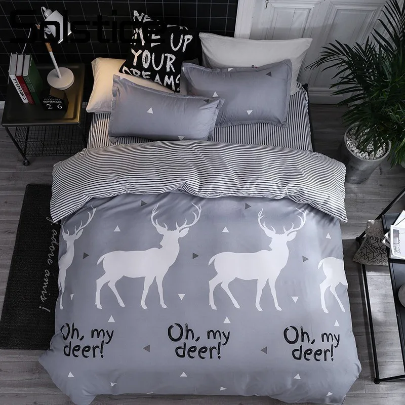 Solstice домашний текстиль Oh My Deer серый пододеяльник наволочка простыня для мальчика