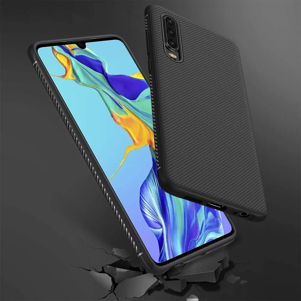 Ультратонкий чехол из углеродного волокна и ТПУ для Huawei P20 Lite P30 Y5 Y6 2018 Honor 8X Max 8C 9 V20