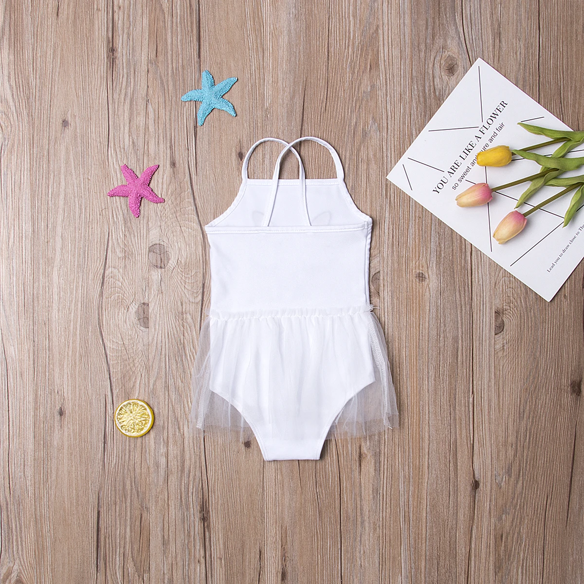 Kids Girls Lace Tulle Patchwork Swimwear 6M-4Y Summer Baby Pink White Swimsuit Cute Rabbit Pattern Swimming Bathing Suit | Детская