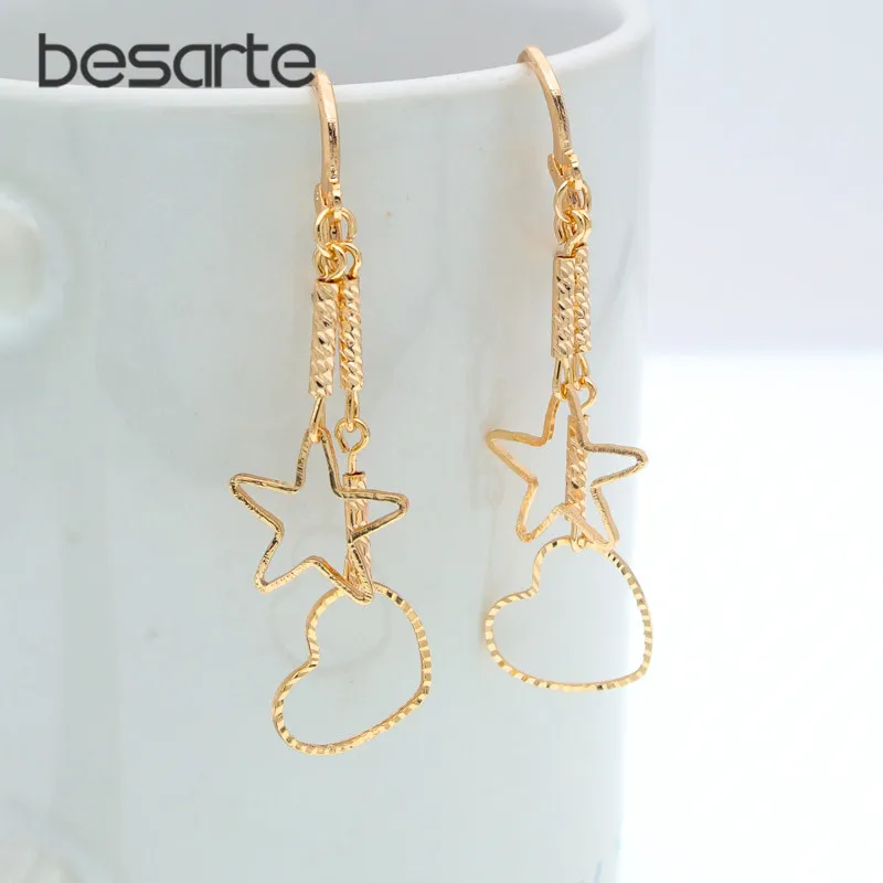 

Korean Pentacle Heart Dangle Earrings Women Ster Oorbel Boucle D'oreille Coeur Kolczyki Orecchini Cuore Herz Ohrringe Kupe E3306