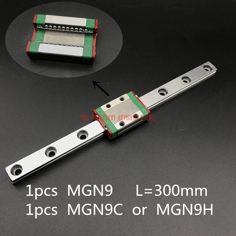 

AXK Linear Rail Cnc Router Parts 9mm Linear Guide Mgn9 L= 300mm Rail Way + Mgn9c Or Mgn9h Long Carriage For Cnc X Y Z Axis