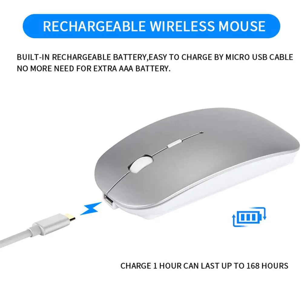 Тонкая перезаряжаемая Bluetooth мышь E28 ультратонкая Бесшумная для ноутбука ПК
